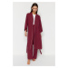 Trendyol Damson 2-Piece Viscose Tie Dressing Gown-Pajama Bottom Woven Pajamas Set