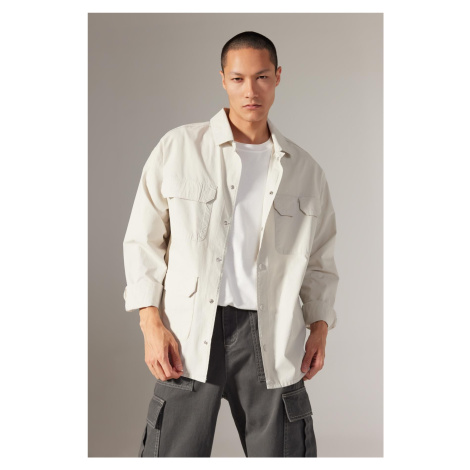 DEFACTO Oversize Wide Fit Cotton Long Sleeve Shirt Jacket