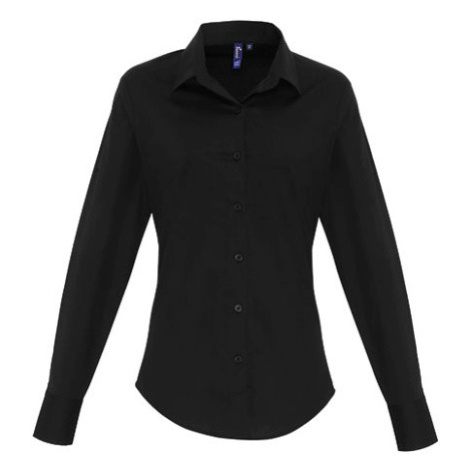 Premier Workwear Dámska bavlnená košeľa s dlhým rukávom PR344 Black
