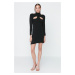 Trendyol Black Collar Detailed Knitwear Elegant Evening Dress