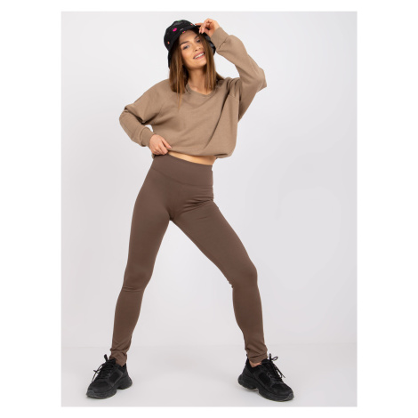 Basic brown plain leggings for everyday wear