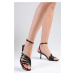 Mio Gusto Isabella Black Color Patent Leather Women's Heeled Sandals Shoes.