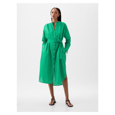 Zelené dámske ľanové midi šaty GAP