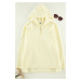 Trendyol Curve Ecru Thick Fleece Hooded and Zippered Oversize/Wide Pattern Knitted Sweatshirt