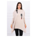 Oversized sweatshirt with asymmetrical sides in beige color