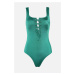 Trendyol Green Eyelet and Tie Detailed Swimsuit