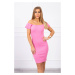 Ribbed dress with pleated light pink