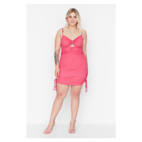 Trendyol Curve Fuchsia Cutout Detailed Knitted Dress