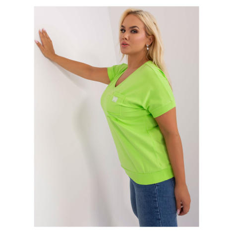 Light green women's blouse plus size with pocket