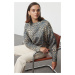 Trendyol Black Leopard Pattern Printed Crew Neck Knitwear Sweater