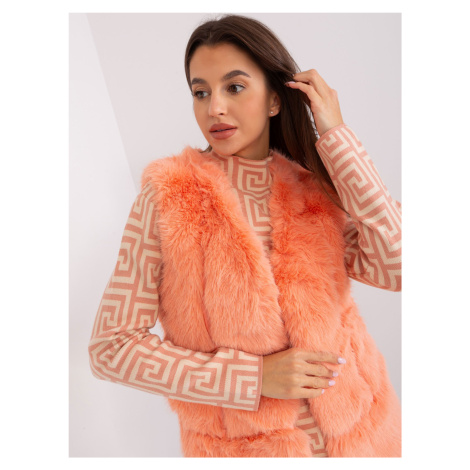 Peach fur vest with lining