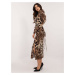 Dámske midi šaty s leopardím vzorom a rozparkom LK-SK-509792-3.37-black-beige