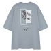 Trendyol Gray Plus Size Oversize Comfortable Floral Printed 100% Cotton T-Shirt