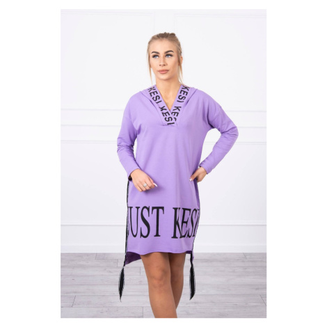 Dress with hood and purple print