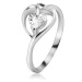 Strieborný prsteň 925, kontúra srdca s čírym zirkónom - Veľkosť: 65 mm