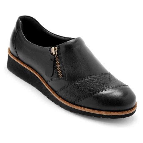 PEDICONFORT Kožené pohodlné topánky na klinovej podrážke, čierne Blancheporte