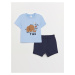 LC Waikiki Lw - Bicycle Short Short Sleeve Printed Baby Boy T-Shirt and Shorts Set of 2