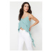 Trendyol Mint Chiffon Ruffle Strap Woven Blouse