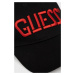 Bavlnená čiapka Guess čierna farba, s nášivkou