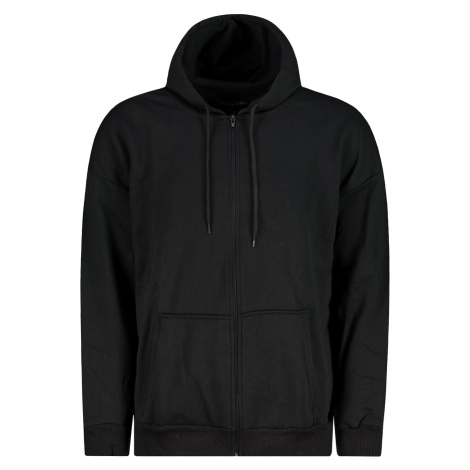 Trendyol Black Oversize/Wide-Fit Hooded Zippered Thick Basic Sweatshirt- Cardigan