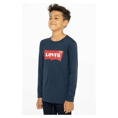 Detské tričko s dlhým rukávom Levi's tmavomodrá farba, s potlačou Levi´s