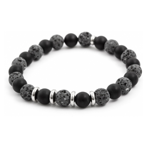 Agato Obrúbený náramok z achátu a lávového kameňa MINK58 19 cm