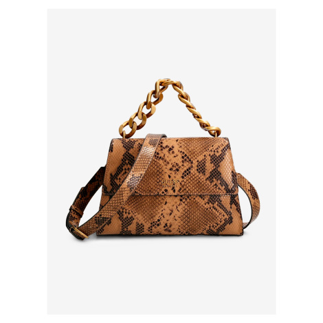 Hnedá dámska vzorovaná malá crossbody kabelka Guess Tullia