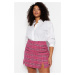 Trendyol Curve Fuchsia Plaid Patterned Tweed Skirt