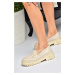 Fox Shoes P6520345009 Beige Thick Soled Women's Casual Shoes P652034500