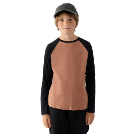 Chlapčenské tričko s dlhým rukávom 4F JUNIOR LONGSLEEVE-JWAW24TLONM293-65S-PALE CORAL