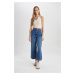 DEFACTO Culotte High Waist Ankle Length Wide Leg Jean Trousers