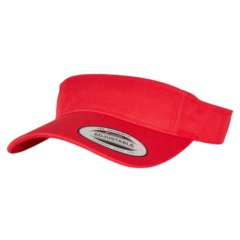 Curved red visor cap