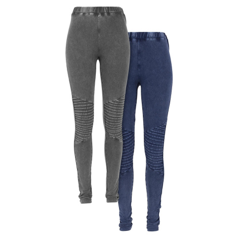 Women's Denim Jersey Leggings 2-Pack Dark Grey + Blue Urban Classics