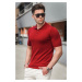 Madmext Men's Claret Red Polo Collar Knitwear T-Shirt 5078