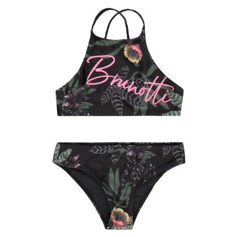 Brunotti Kids Športové plavky 'Camellia'  tmavozelená / neónovo ružová / čierna / biela