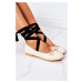 Lu Boo Nude Lace-up Ballerinas