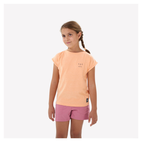 Dievčenské turistické tričko MH100 na 7 - 15 rokov oranžové QUECHUA