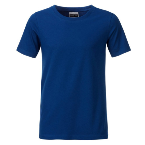 James & Nicholson Klasické chlapčenské tričko z biobavlny 8008B - Tmavá kráľovská modrá