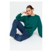 Trendyol Emerald Relaxed Fit Basic Raglan rukáv Crew Neck Pletená mikina