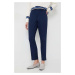 Nohavice Polo Ralph Lauren dámske,tmavomodrá farba,rovné,vysoký pás,211890343