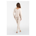 Women's tracksuit Karina with long sleeves, long pants - beige