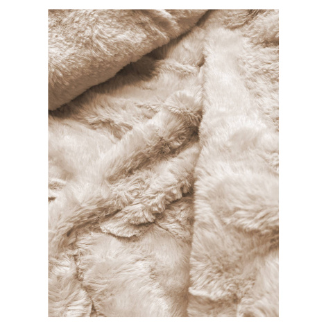 Čierno-béžová lesklá zimná bunda s machovitou kožušinou (W674) MHM