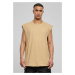 Open sleeveless T-shirt in beige