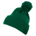 Pom Pom Knit hat with cuff spruce green