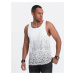 Ombre Men's cotton tank top with gradient print - white