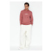 Trendyol Pale Pink Regular/Normal Fit Text Printed Hooded Sweatshirt