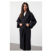 Trendyol Anthracite Stitch Detailed Soft Texture Oversize Coat