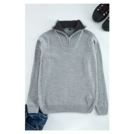 Trendyol Gray Casual Regular Half Turtleneck Plain Knitwear Sweater