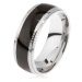 Oceľový prsteň, lesklý čierny stredový pás, ryhované okraje - Veľkosť: 67 mm