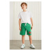 GRIMELANGE Darvell-grm24007 Boys 100% Cotton Printed Shorts Benetton Gree